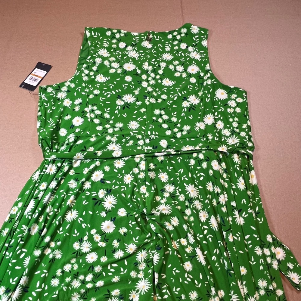 Tommy Hilfiger Green Daisy Floral V-Neck Sleeveless Midi Dress 16W NWT X1AJ1JEV - Picture 9 of 9